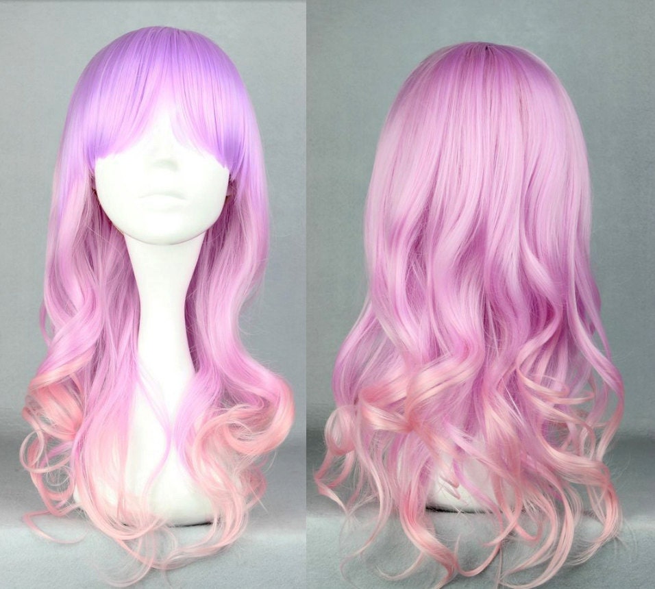 Medium Long Pink and Purple Ombre Wig Gradient by ColorBeastWigs