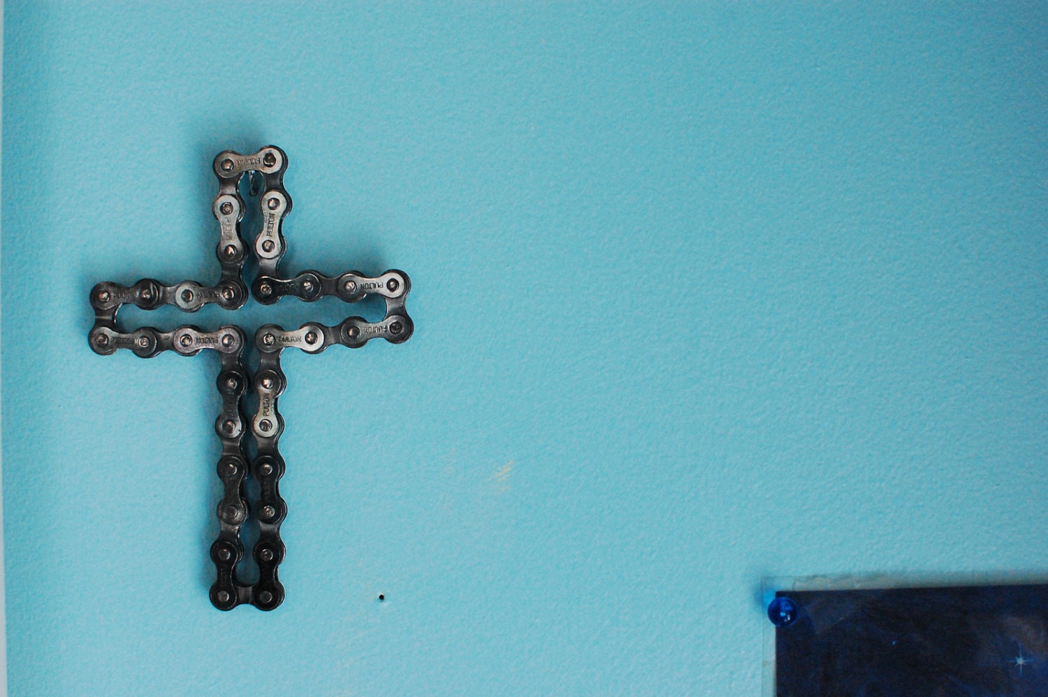 UpCYCLEd bike chain Cross Sculpture Desk/wall art