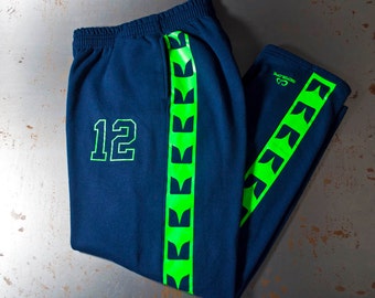 Seattle Seahawk Sweatpants - Unisex great sweat pants for men and women 12 on front- pant Similar to Seahawks jerseys