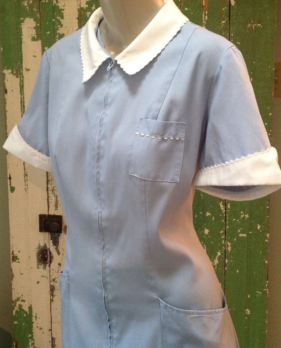 Powder Blue Uniform Dress Maid Costume waitress Diner Nurse