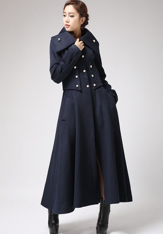 Items similar to Military Coat, Womens coats, Cashmere Coat, Long coat