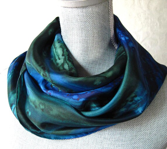 Silk Scarf Hand Dyed in Forest Green and by OceanAvenueSilks