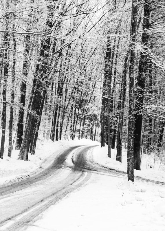 Items similar to Snow Scene Black and White Nature Photography - Large ...