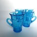 Cobalt Blue Glass Mugs set of 4 Aquamarine Aqua Teal