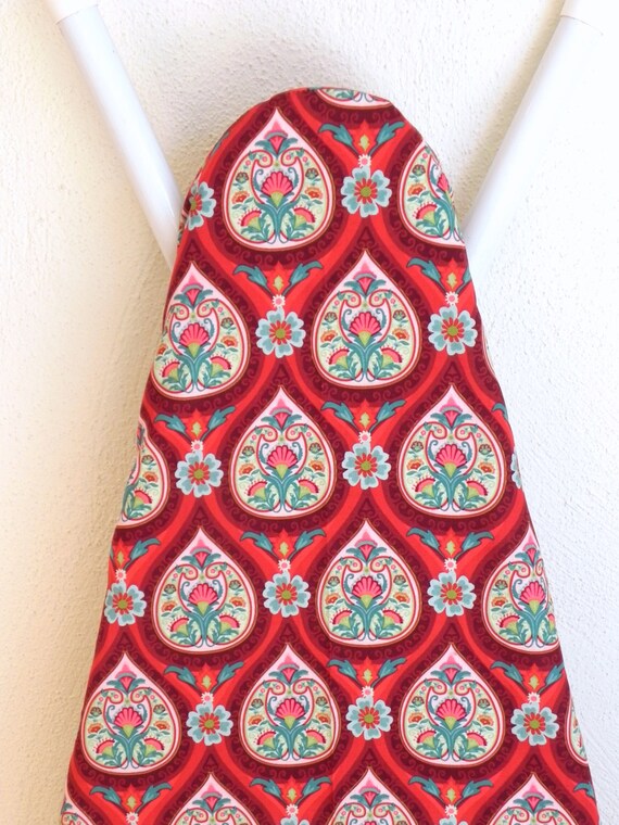 Ironing Board Cover Floral fabric in red green by GaranceCouture