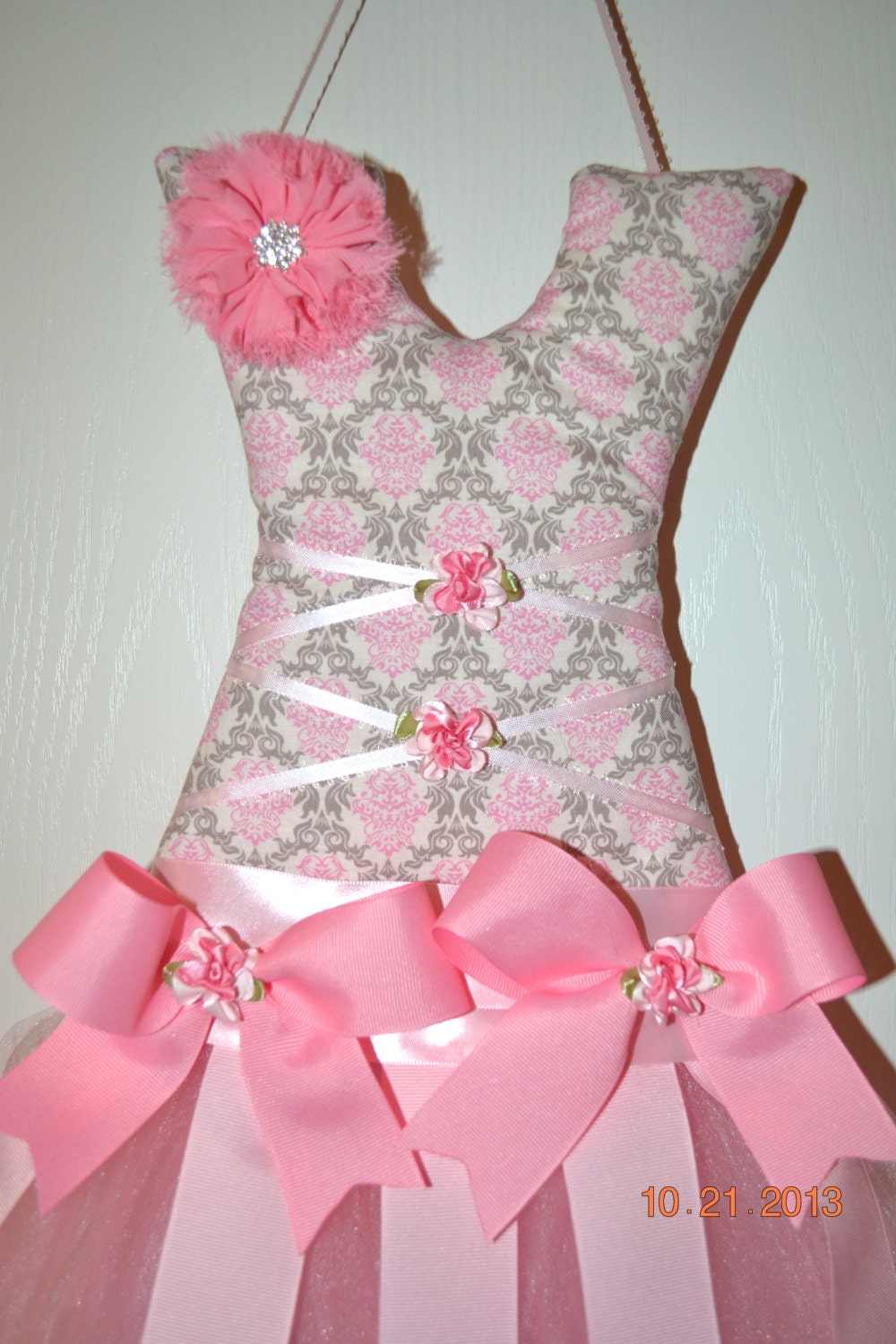 Couture Tutu Hair Bow Holder Princess Diamond Broach...