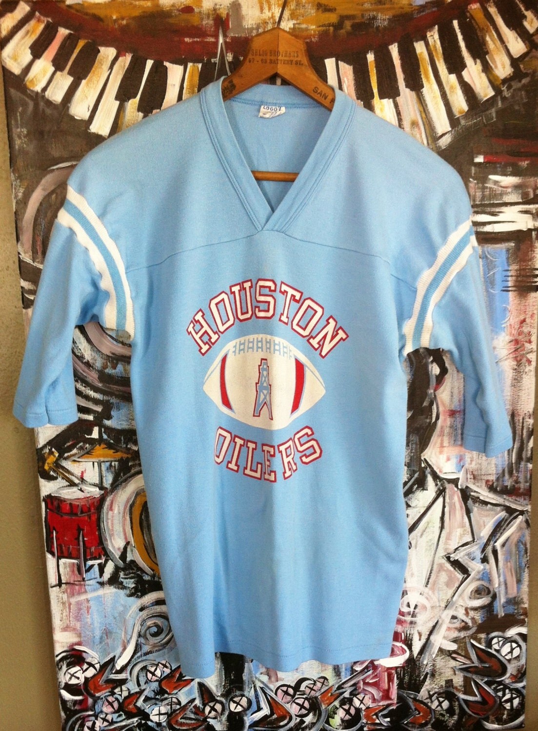 Vintage 70's Houston Oilers LOGO 7 50/50 by ElliottBayVintage