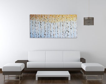 Birch Tree Painting - Aspen Tree Painting - Landscape Painting - Gold tree painting - Tree Painting - Tree art - Original painting - gold