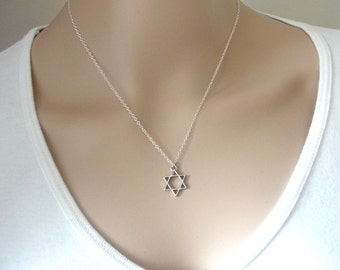 Star of David Necklace, Silver Necklace, Magen David necklace, Sterling Silver Star of David necklace, Dainty necklace, Jewish jewelry