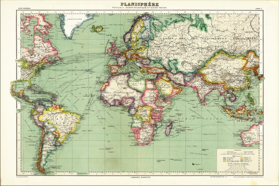 Items Similar To WORLD MAP Map Of The World Vintage Maps