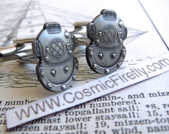 Steampunk Cufflinks Diving Helmet Cufflinks Men's Cufflinks Big Cufflinks Nautical Cufflinks Men's Gifts SMALL SIZE