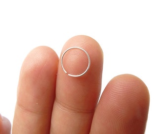 Nose Ring - 24 Gauge Very Slim - Sterling Silver - Custom Size 6mm 8mm 10mm - Thin Nose Ring - Nose Hoop - Thin Nose Hoop