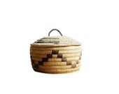 Native American Basket / Authenticated Indian Coil Basket With Lid / Rustic Southwestern Decor / Unique Storage / Antique Handmade Container
