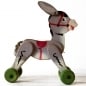 Lovely VINTAGE FRENCH wooden DONKEY Pull Toy 1950