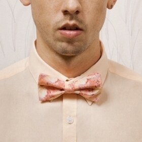 Bow Tie- Peach Pom Print