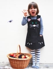 Cat Dress girl baby dress costume. Halloween  black pink