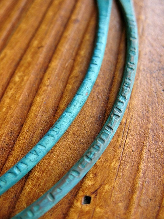 Hammered Neck Cuff Bars in Verdigris set of 2 3 inch