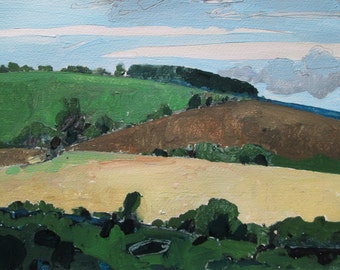 Ridge, Near Garden Hill, Original Landscape Painting on Paper, Stooshinoff