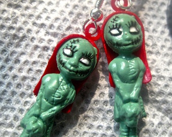 Zombie Girl earrings pierced novelty jewelry
