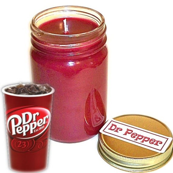 Dr Pepper Mason Jar Candle Soda Pop Scent 12 Oz Handmade