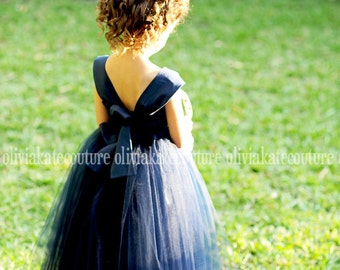 Navy Flower Girl Dress sz 10. 12. 14