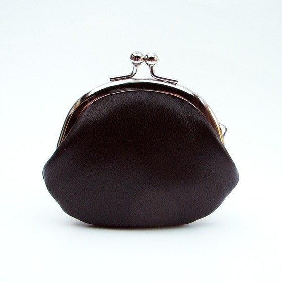 Black Leather Clasp Change Purse Coin Purse Lambskin