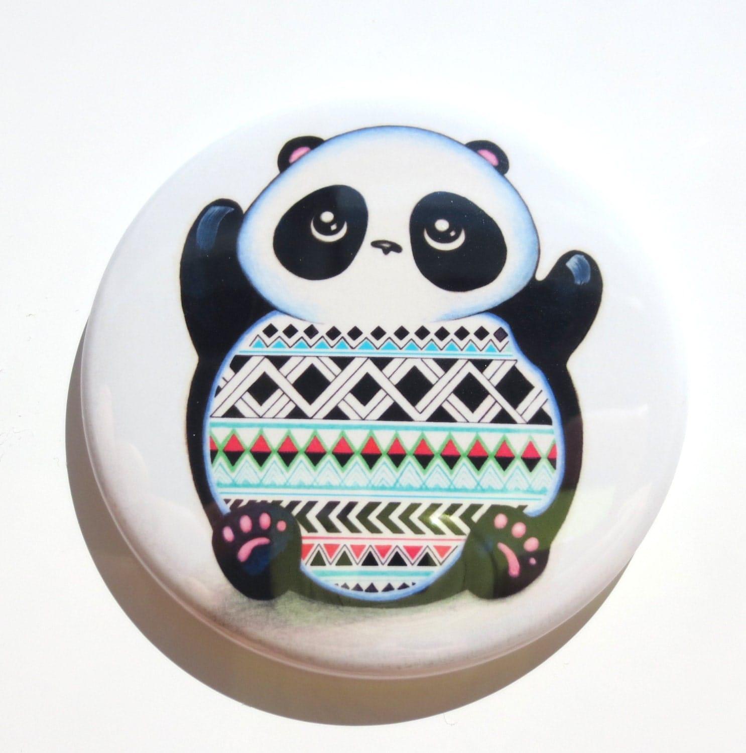 Cute Panda Bear Pocket Mirror Panda Baby Black By Annyakaiart