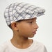 Children's Blue Green and White Plaid Linen-Cotton Jeff Cap for Boys, Baby, and Toddler Newsboy Ivy