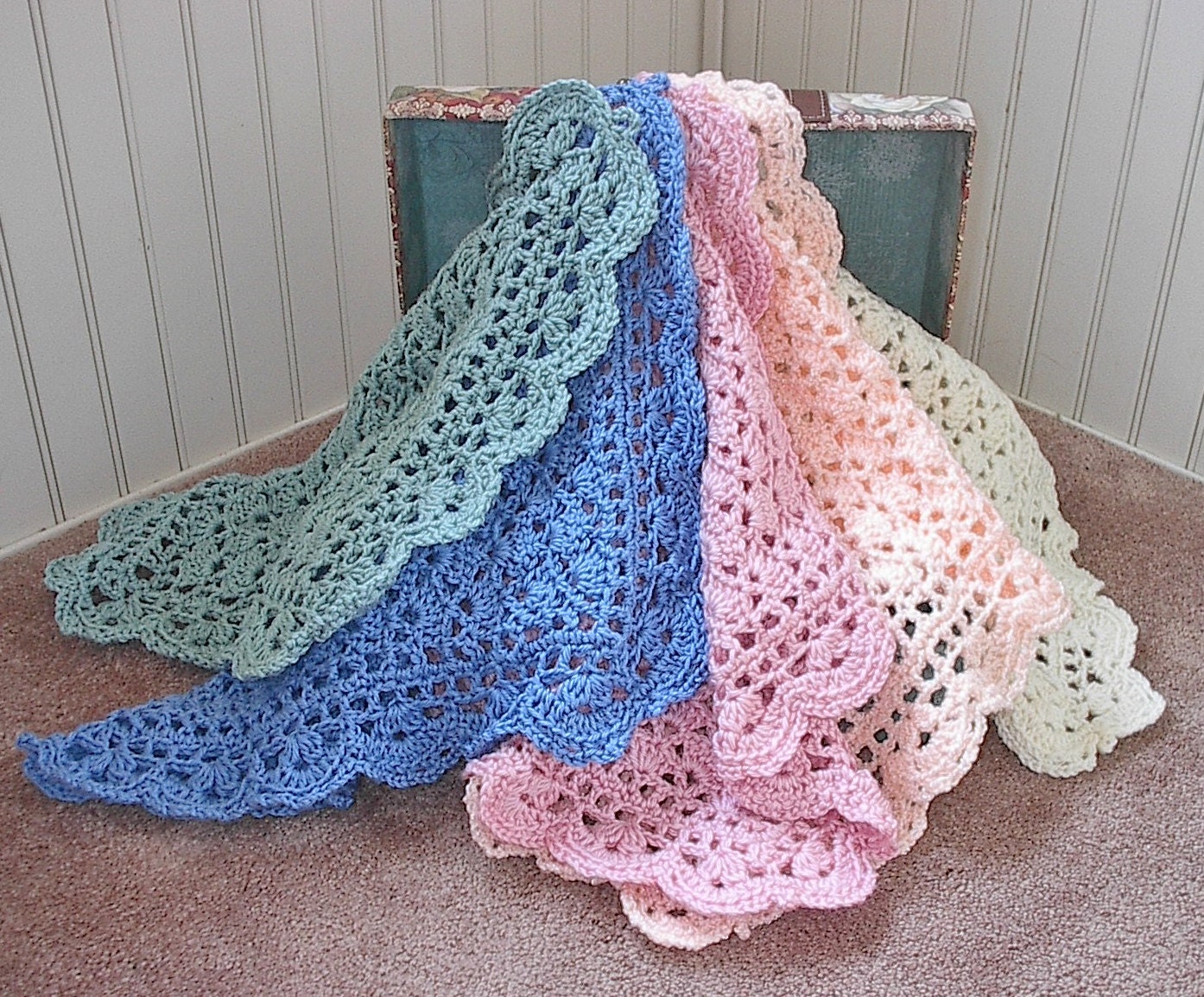 Crocheted Doll Afghan Blanket for 13 to 18 Dolls