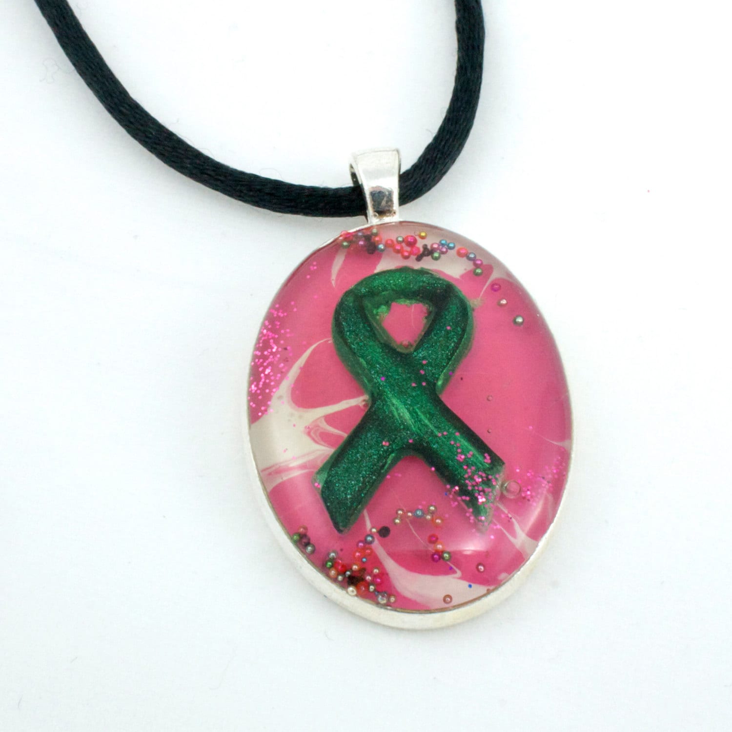 Organ Donor Transplant Green Ribbon Awareness Necklace