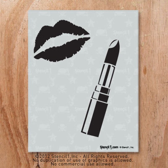 Lipstick and Kiss Stencil- Reusable Craft & DIY Stencils- S1_01_147 -8 ...