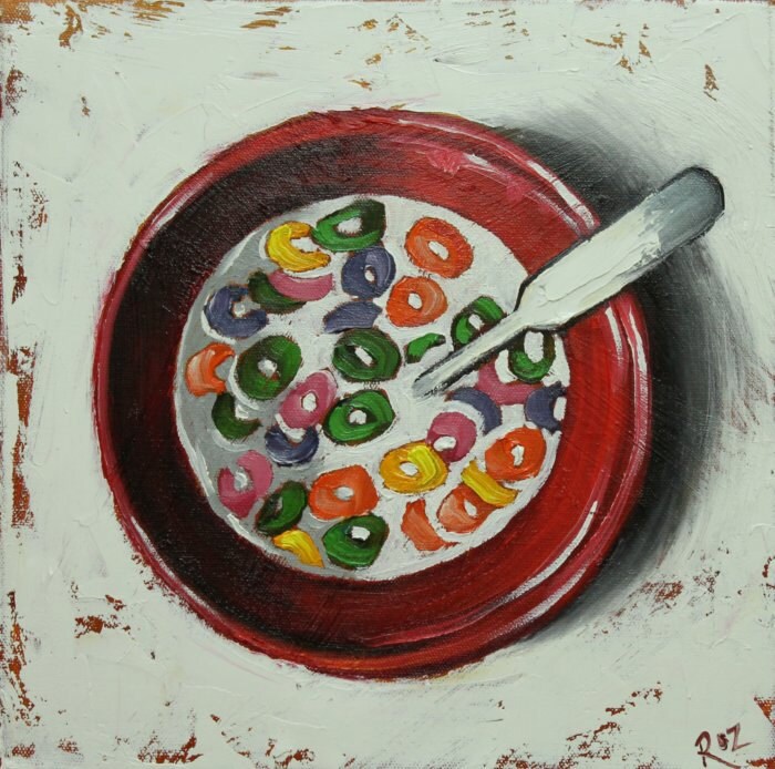 Cereal painting 7 12x12 inch original still life oil painting