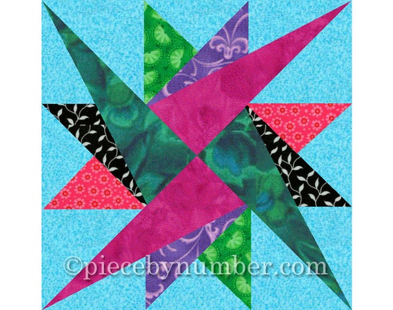 Download Leysin Star quilt block pattern paper pieced quilt patterns