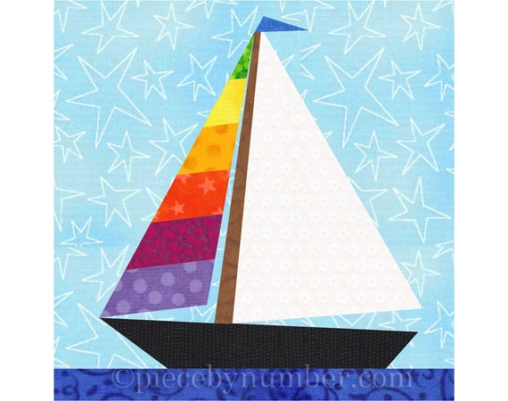 Sailboat quilt blocks paper pieced quilt pattern instant