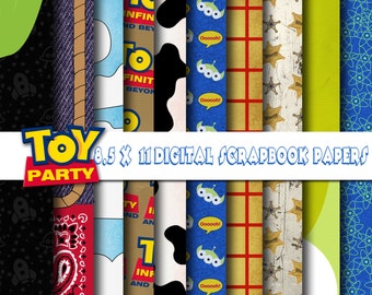 Disney Pixar Toy Story Inspired 8.5x11 Digital Paper Backgrounds for Digital Scrapbooking, Party Supplies, etc -INSTANT DOWNLOAD -