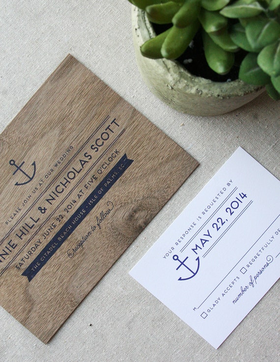 Nautical Real Wooden Wedding Invitation Anchor Navy This Item Sold On August 31 2017
