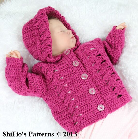 CROCHET PATTERN For Trellis Baby Hooded Jacket in 4 Sizes 012mths PDF