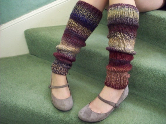Chunky warm leg warmers wool mix rich by SpinningStreak on Etsy
