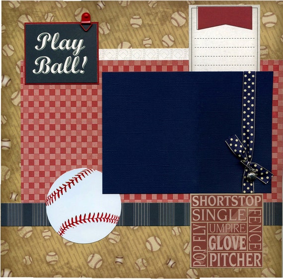 Premade Baseball Scrapbook Page Play Ball