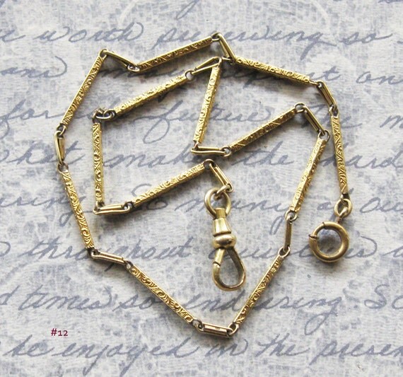 Victorian Pocket Watch Chain Simmons Antique Jewelry Gold Bar