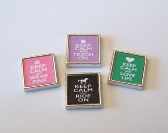 Custom "Keep Calm" Themed Floating Charms, you choose your own theme, will fit any brand of floating charm locket necklaces