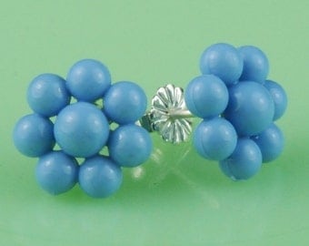 Vintage Celluloid Blue Dot Post Earrings