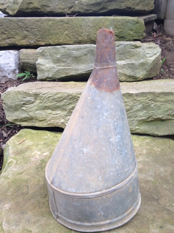Vintage Galvanized Metal Large Funnel by thecherrychic on Etsy