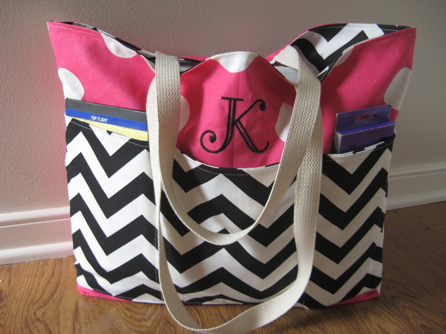 Teacher Tote Bag REVERSIBLE Deluxe Monogrammed by OohBabyInfinity