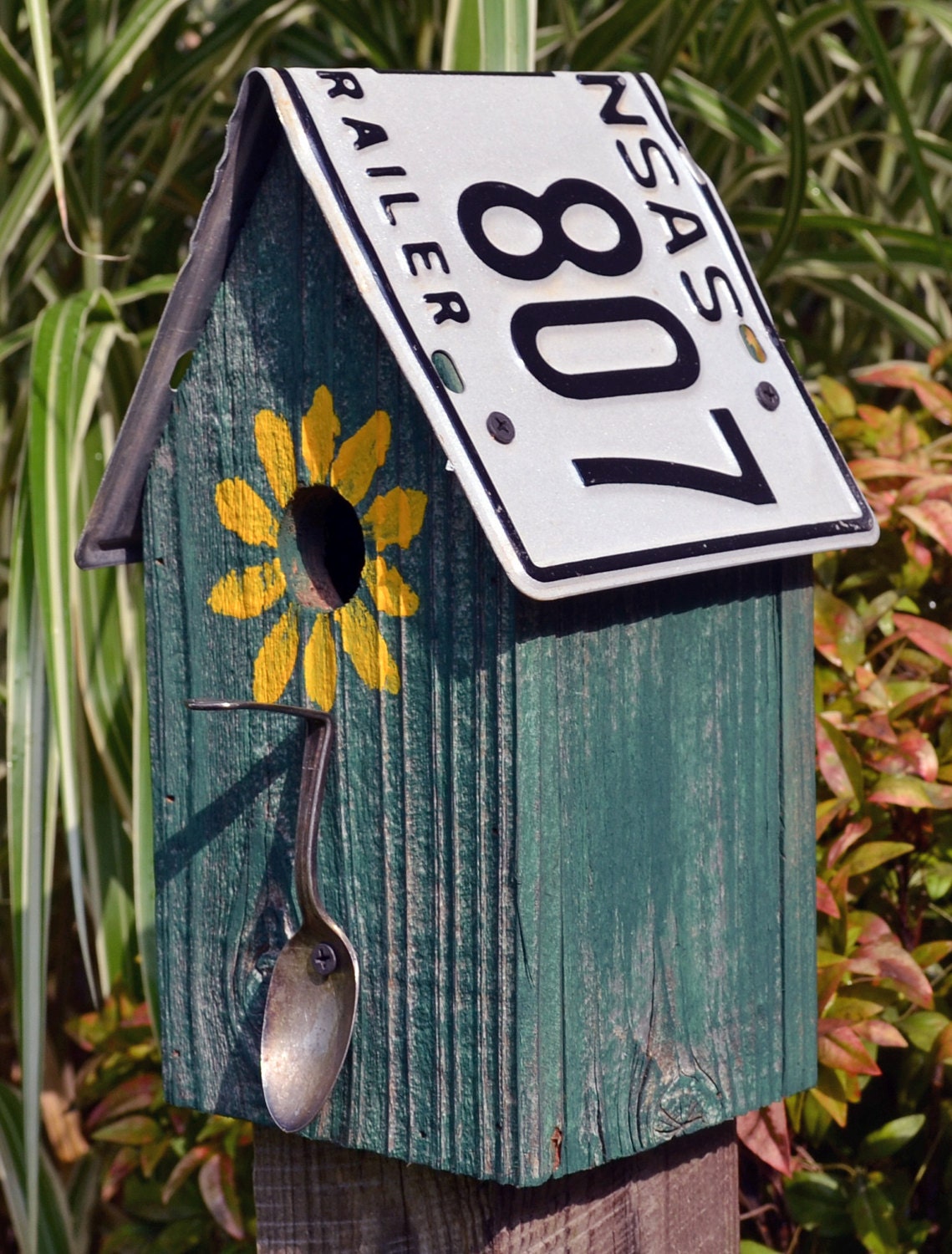 Rustic Birdhouse Spoon Birdhouse License Plate Birdhouse