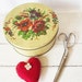 Vintage Tin - Round Needlepoint Pattern - Large - Sewing Box or Cake Tin