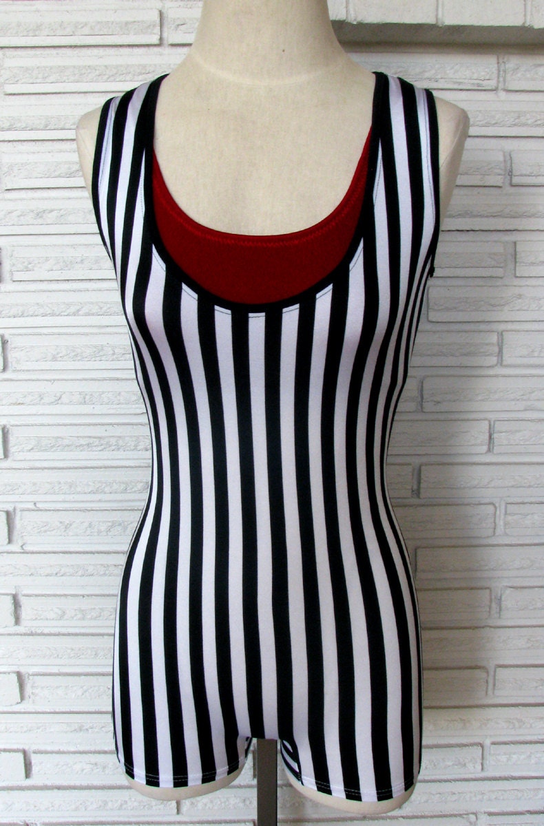 Vertical Stripe Circus Costume Shortie Unitard Striped