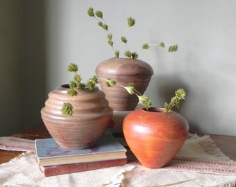 Vintage mid century bohemian Art Pottery Vase planter Collection - beehive shape decor southwest cottage bungalow