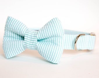 Seersucker Dog Bow Tie Collar - Your Choice of Color