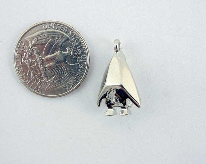 Silver-tone Origami Style Pendguin Charm